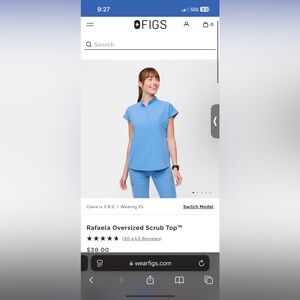 Figs Cecil Blue Scrub Top (XS)